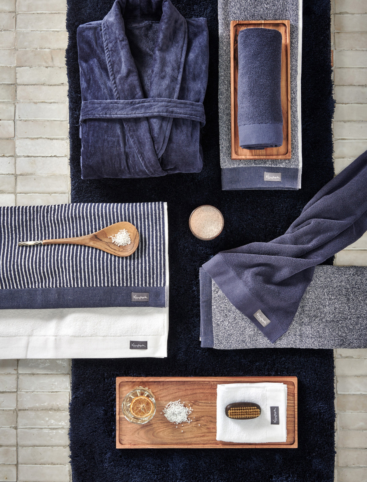 HOME TOWEL MOULINE | blue ink