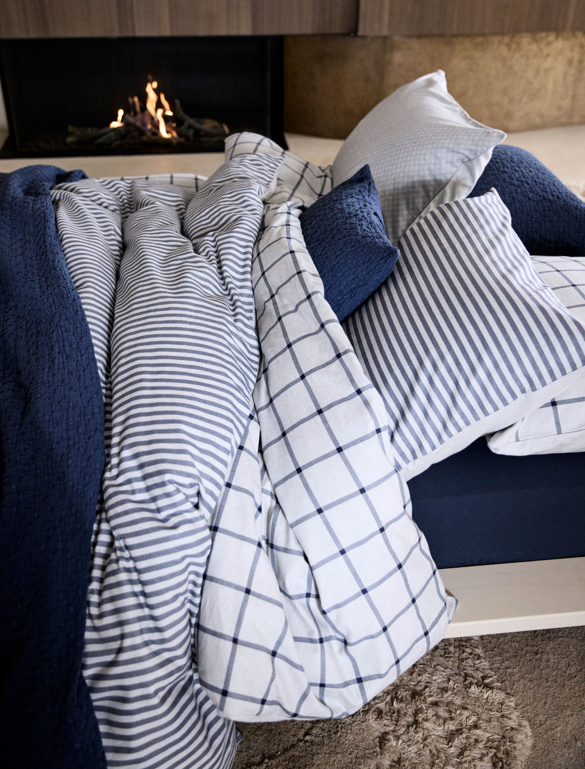 Flanel Dundee dekbedovertrekset | blue ink