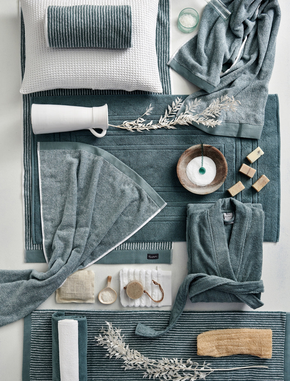 HOME TOWEL MOULINE | pearl blue